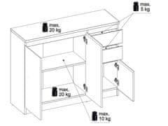 Extom Komoda NAMPA 3D-2S, bílá