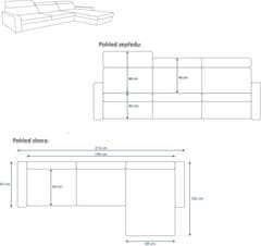 Craft Rozkládací rohová sedačka KATMAI, pravá, světle šedá látka/černošedá látka