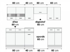 BRW Kuchyně JAMISON 180/240 cm, korpus bílý/dvířka bílý lesk, šedý wolfram, PD beton