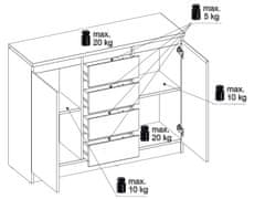 Extom Komoda NAMPA 2D-4S, bílá