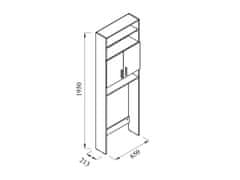 Nejlevnější nábytek Skříňka vysoká nad WC či pračku NEJBY BYRON 05, bílá DOPRODEJ