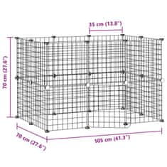 Vidaxl 20panelová ohrádka pro zvířata s dvířky černá 35 x 35 cm ocel
