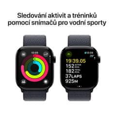 Apple Watch Series 10 GPS + Cellular 42mm, Jet Black Aluminium Case, Ink Sport Loop (MWX83QC/A)