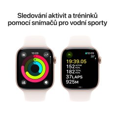 Apple Watch Series 10 GPS + Cellular 42mm, Rose Gold Aluminium Case, Light Blush Sport Band - M/L (MWXA3QC/A)