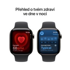 Apple Watch Series 10 GPS + Cellular 42mm, Slate Titanium Case, Black Sport Band - M/L (MWXH3QC/A)