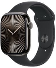 Apple Watch Series 10 GPS + Cellular 42mm, Slate Titanium Case, Black Sport Band - M/L (MWXH3QC/A)