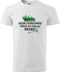 Hobbytriko Tričko pro zahradníka - Pozor jsem zahradník! Někdy mi trochu hrabe! Barva: Bílá (00), Velikost: 4XL, Střih: pánský