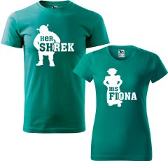 Hobbytriko Trička pro páry - Shrek a Fiona Barva: Emerald (19), Velikost pánské tričko: 2XL, Velikost dámské tričko: 3XL