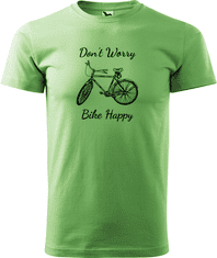 Hobbytriko Pánské tričko s kolem - Don't Worry Bike Happy Barva: Emerald (19), Velikost: 3XL