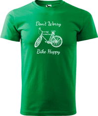 Hobbytriko Pánské tričko s kolem - Don't Worry Bike Happy Barva: Emerald (19), Velikost: 3XL