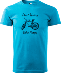 Hobbytriko Pánské tričko s kolem - Don't Worry Bike Happy Barva: Emerald (19), Velikost: 3XL