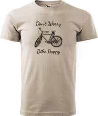 Hobbytriko Pánské tričko s kolem - Don't Worry Bike Happy Barva: Béžová (51), Velikost: 4XL