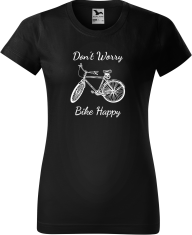 Hobbytriko Dámské tričko pro cyklistku - Don't Worry Bike Happy Barva: Červená (07), Velikost: 2XL