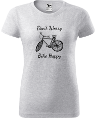 Hobbytriko Dámské tričko pro cyklistku - Don't Worry Bike Happy Barva: Červená (07), Velikost: 2XL