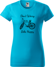 Hobbytriko Dámské tričko pro cyklistku - Don't Worry Bike Happy Barva: Červená (07), Velikost: 2XL