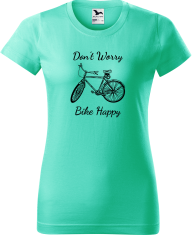 Hobbytriko Dámské tričko pro cyklistku - Don't Worry Bike Happy Barva: Červená (07), Velikost: 2XL