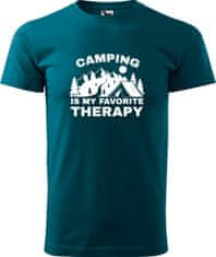 Hobbytriko Pánské cestovatelské tričko - Camping is my favorite therapy Barva: Bílá (00), Velikost: 4XL, Střih: pánský