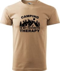 Hobbytriko Pánské cestovatelské tričko - Camping is my favorite therapy Barva: Bílá (00), Velikost: 4XL, Střih: pánský