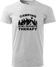 Hobbytriko Pánské cestovatelské tričko - Camping is my favorite therapy Barva: Bílá (00), Velikost: 4XL, Střih: pánský