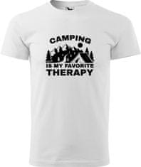 Hobbytriko Pánské cestovatelské tričko - Camping is my favorite therapy Barva: Bílá (00), Velikost: 4XL, Střih: pánský