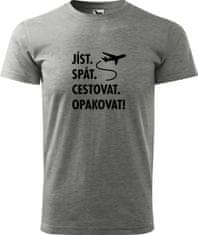 Hobbytriko Pánské cestovatelské tričko - Jíst. Spát. Cestovat. Opakovat! Barva: Písková (08), Velikost: L, Střih: pánský