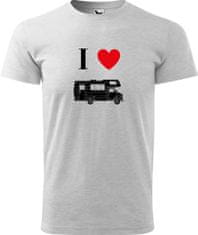 Hobbytriko Pánské tričko s karavanem - I love caravan Barva: Písková (08), Velikost: 4XL, Střih: pánský