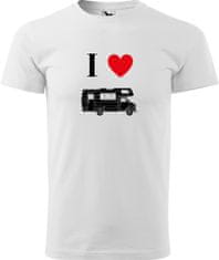 Hobbytriko Pánské tričko s karavanem - I love caravan Barva: Písková (08), Velikost: 4XL, Střih: pánský