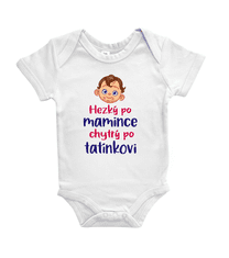 Hobbytriko Vtipné body pro miminko - Hezký po mamince, chytrý po tatínkovi Barva: Bledě modrá, Velikost: 6-12 m, Délka rukávu: Krátký rukáv