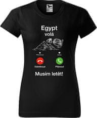 Hobbytriko Dámské cestovatelské tričko - Egypt volá - musím letět! Barva: Černá (01), Velikost: 3XL, Střih: dámský