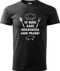 Hobbytriko Grilovací tričko - To bude zase grilovačka jako prase! Barva: Černá (01), Velikost: 2XL