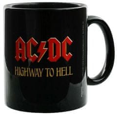 CurePink Keramický hrnek AC/DC: Highway To Hell (objem 315 ml) černý