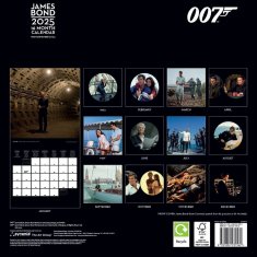 CurePink Oficiální nástěnný kalendář 2025|16 měsíců: James Bond 007 (30 cm x 30|60 cm)