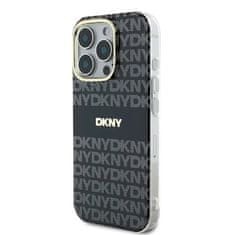 DKNY Originální zadní kryt Repeat Texture Pattern with Stripe DKHMP16XHRHSEK pro iPhone 16 Pro Max černý