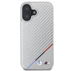 Bmw Originální zadní kryt M Carbon Tricolor Line Magsafe BMHMP16S23PUDTS pro iPhone 16 Grey