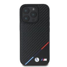 Bmw Zadní kryt M PU Carbon Tricolor Stripe MagSafe pro iPhone 16 Pro Max Black