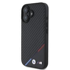 Bmw Zadní kryt M PU Carbon Tricolor Stripe MagSafe pro iPhone 16 Black