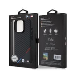 Bmw Zadní kryt M PU Carbon Tricolor Stripe MagSafe pro iPhone 16 Pro Max Black