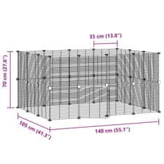 Vidaxl 28panelová ohrádka pro zvířata s dvířky černá 35 x 35 cm ocel