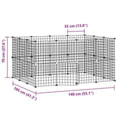 Vidaxl 28panelová ohrádka pro zvířata s dvířky černá 35 x 35 cm ocel