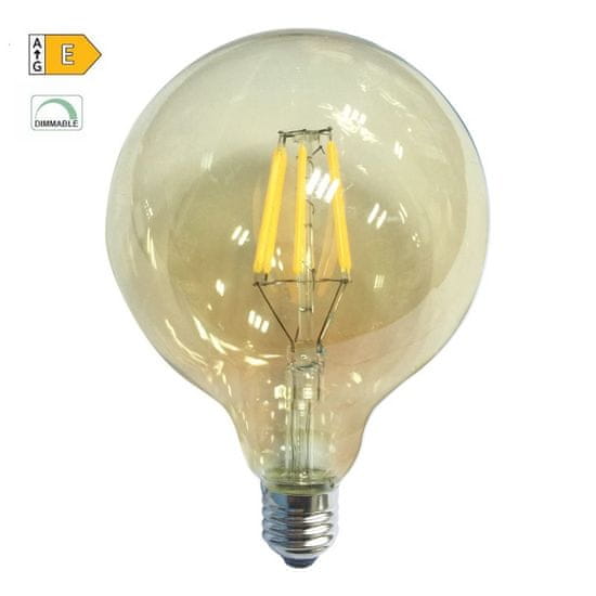 Diolamp  LED Globe Filament žárovka G125 Amber 10W/230V/E27/2700K/1160Lm/360°/Dim