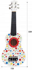 HOPE TOYS HOPE TOYS Dětské dřevěné ukulele (KYTARA) s barevnými puntíky.