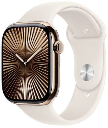 Chytré hodinky Apple Watch Series 10 gps Apple Pay Retina displej voděodolnost WR50 pro plavání detekce autonehody nové funkce fáze spánku SOS volání krytí proti prachu akcelerometr GPS stále zapnutý EKG monitorování tepu srdeční činnosti volání notifikace NFC platby Apple Pay hluk App Store Senzor pro snímání okysličení krve měření fyzické kondice VO2 max ovládání dvojitým poklepáním