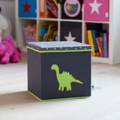 Love It Store It Úložný box na hračky s krytem - šedý, zelený dinosaurus