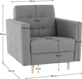 KONDELA Celočalouněné křeslo, šedá látka, AMEDIA