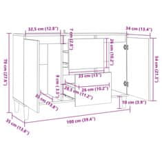 Vidaxl Příborník kouřový dub 101 x 35 x 70 cm kompozitní dřevo