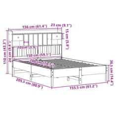 Vidaxl Postel s knihovnou bez matrace bílá 150x200 cm masivní borovice