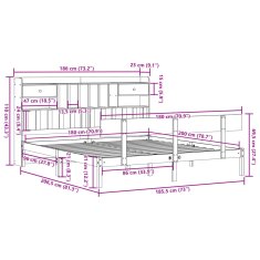 Vidaxl Postel s knihovnou bez matrace bílá 180x200 cm masivní borovice