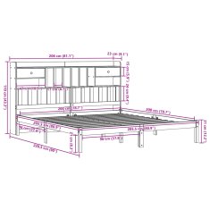 Vidaxl Postel s knihovnou bez matrace bílá 200x200 cm masivní borovice