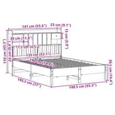 Vidaxl Postel s knihovnou bez matrace bílá 135x190 cm masivní borovice