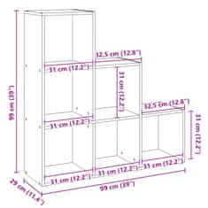 Petromila Knihovna/dělící stěna 3patrová černá 99 x 29 x 99 cm kompozit